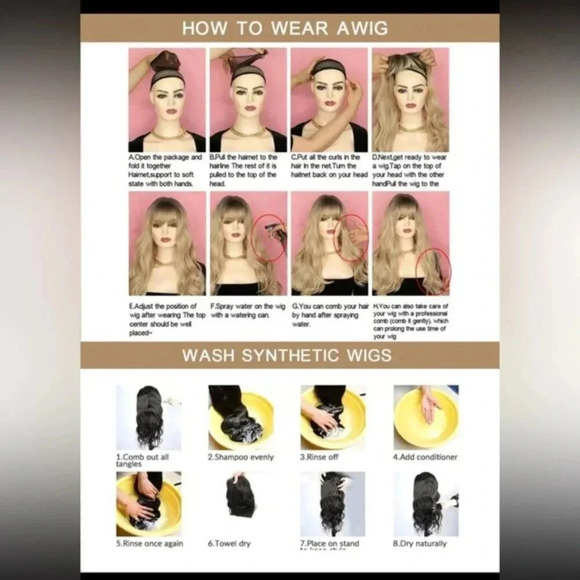 26” Balayage Light Blonde Wavy long Hair Wig & bangs Natural look for daily use - Picture 10 of 10